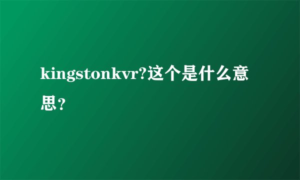 kingstonkvr?这个是什么意思？