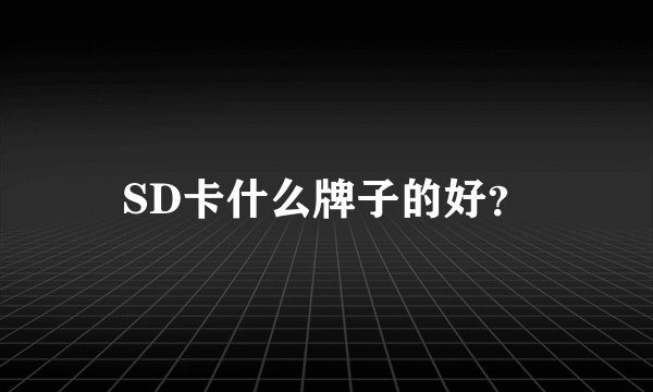 SD卡什么牌子的好？