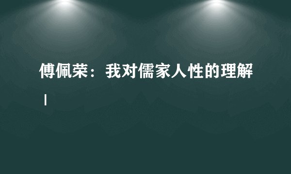 傅佩荣：我对儒家人性的理解 |