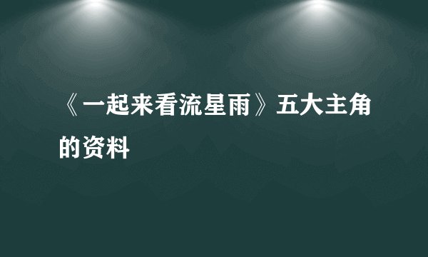 《一起来看流星雨》五大主角的资料