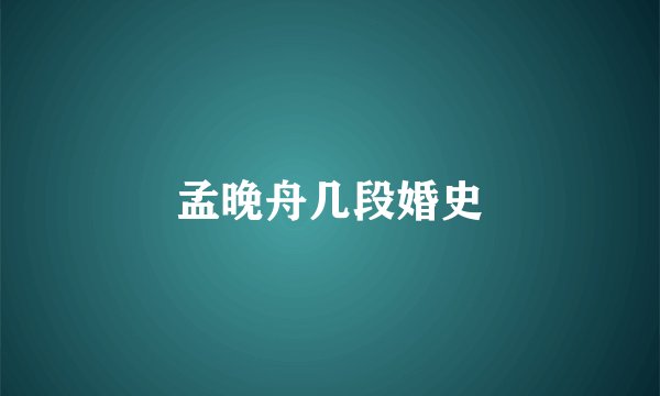 孟晚舟几段婚史