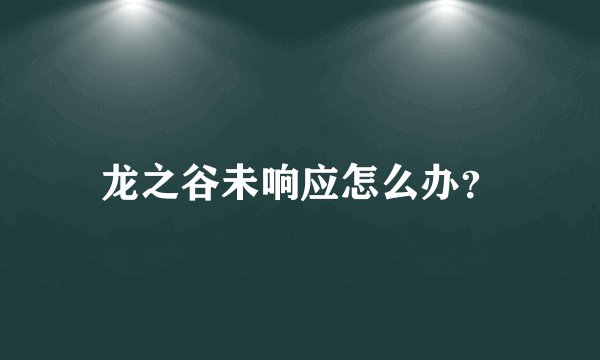 龙之谷未响应怎么办？
