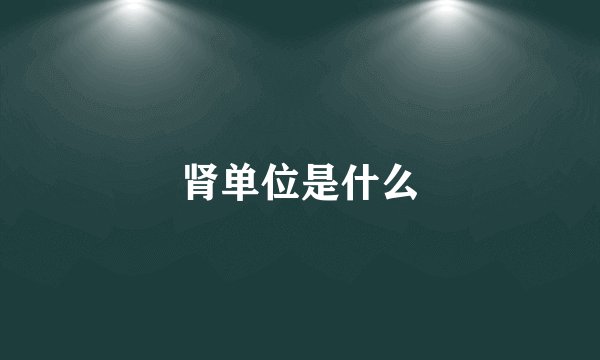 肾单位是什么