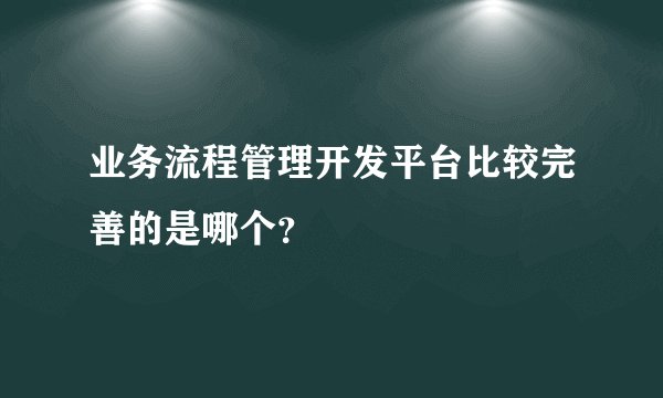 业务流程管理开发平台比较完善的是哪个？