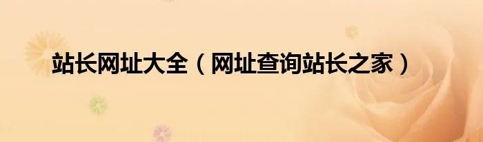 站长网址大全（网址查询站长之家）