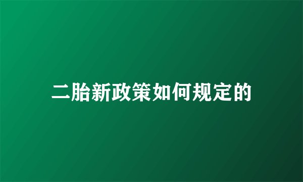 二胎新政策如何规定的