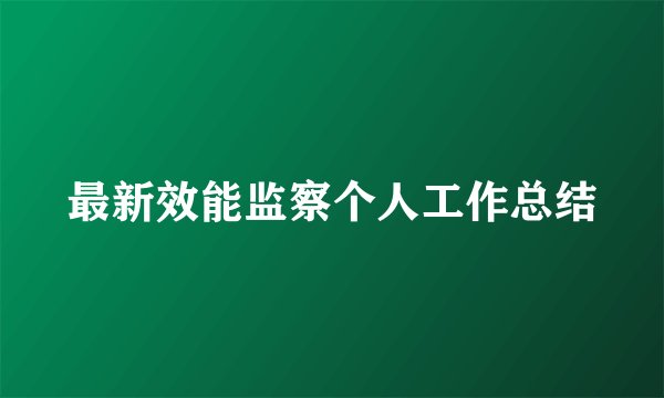 最新效能监察个人工作总结