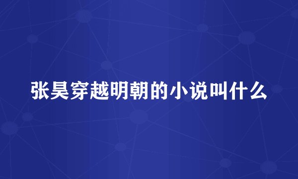 张昊穿越明朝的小说叫什么