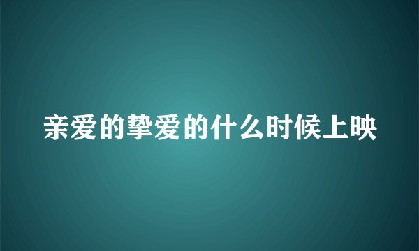 亲爱的挚爱的什么时候上映