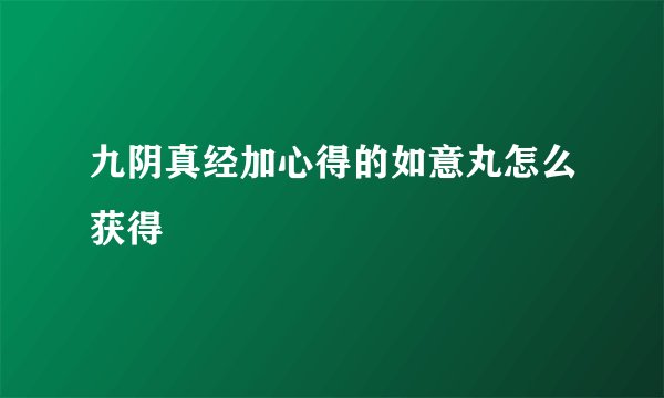 九阴真经加心得的如意丸怎么获得