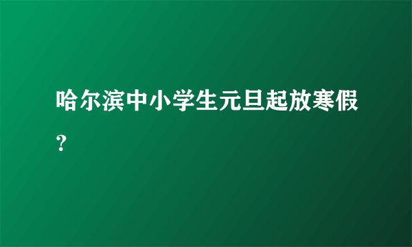 哈尔滨中小学生元旦起放寒假?