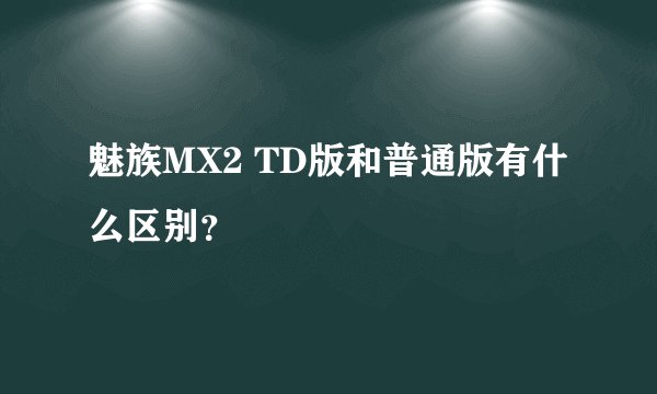 魅族MX2 TD版和普通版有什么区别？