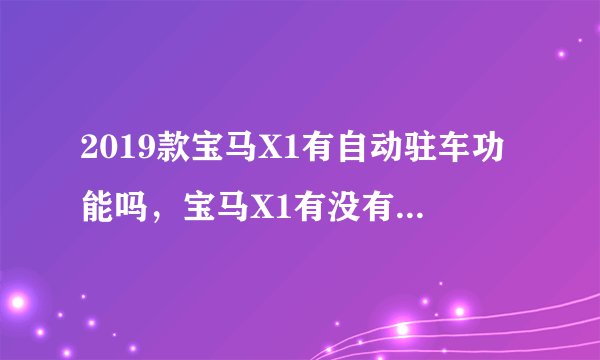 2019款宝马X1有自动驻车功能吗，宝马X1有没有自动驻车