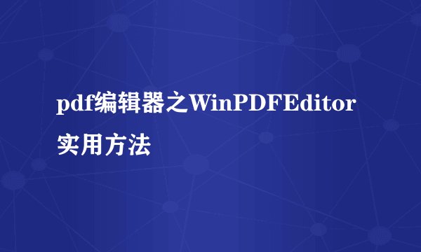 pdf编辑器之WinPDFEditor实用方法