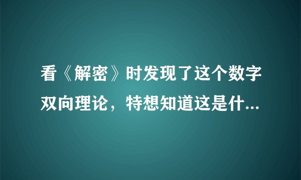 看《解密》时发现了这个数字双向理论，特想知道这是什么，求各位大神解答，数字双向理论是什么?谢谢!