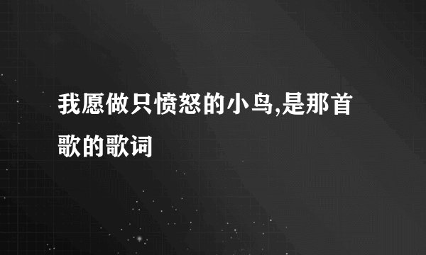 我愿做只愤怒的小鸟,是那首歌的歌词