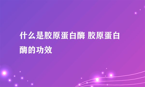 什么是胶原蛋白酶 胶原蛋白酶的功效