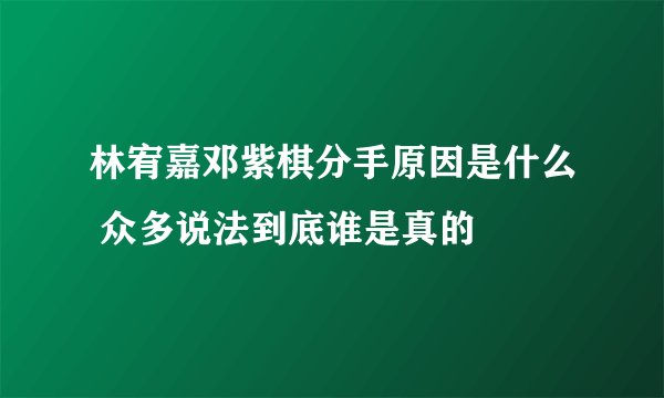 林宥嘉邓紫棋分手原因是什么 众多说法到底谁是真的
