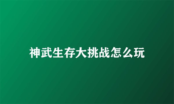 神武生存大挑战怎么玩