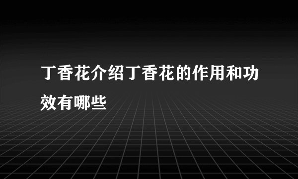 丁香花介绍丁香花的作用和功效有哪些
