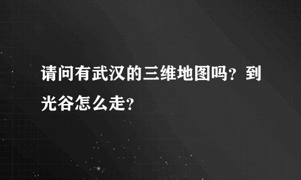 请问有武汉的三维地图吗？到光谷怎么走？