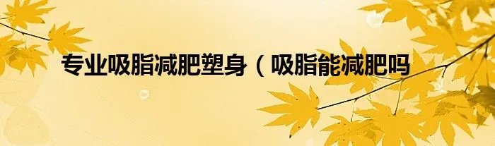 专业吸脂减肥塑身（吸脂能减肥吗