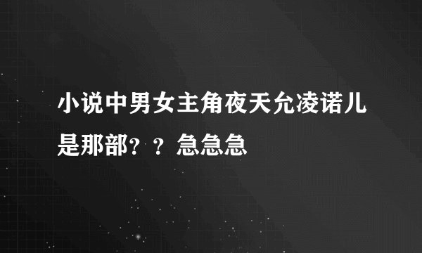 小说中男女主角夜天允凌诺儿是那部？？急急急