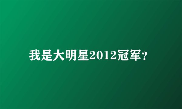 我是大明星2012冠军？