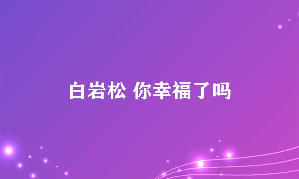 白岩松 你幸福了吗