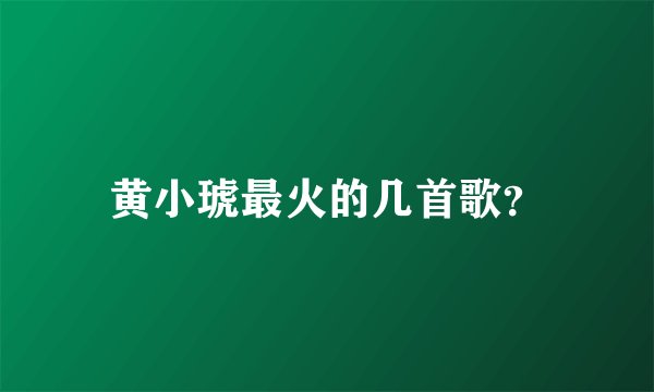 黄小琥最火的几首歌？