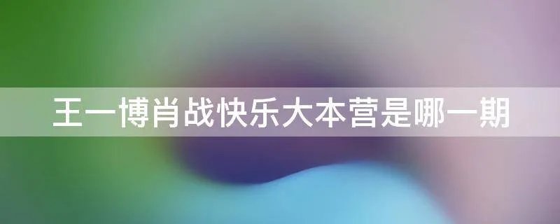 王一博肖战快乐大本营是哪一期