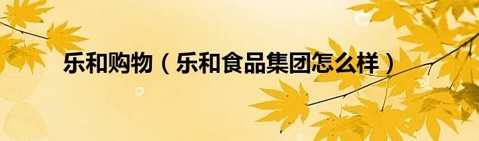 乐和购物（乐和食品集团怎么样）