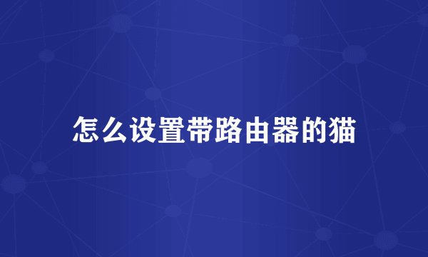 怎么设置带路由器的猫