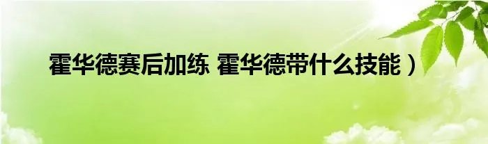 霍华德赛后加练 霍华德带什么技能）