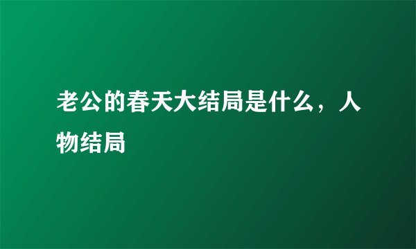 老公的春天大结局是什么，人物结局