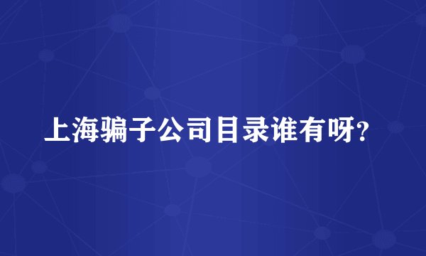 上海骗子公司目录谁有呀？