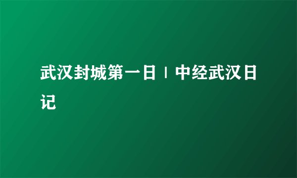武汉封城第一日｜中经武汉日记