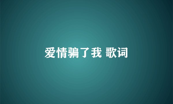 爱情骗了我 歌词