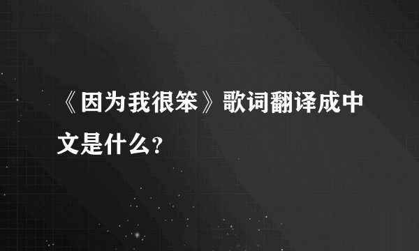 《因为我很笨》歌词翻译成中文是什么？
