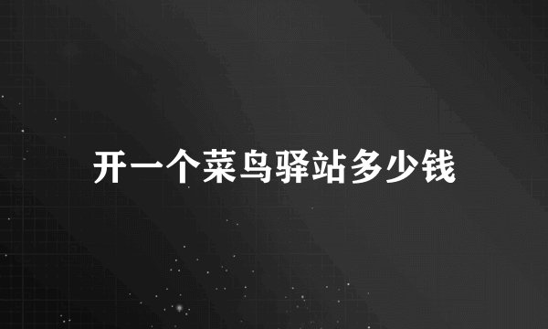 开一个菜鸟驿站多少钱