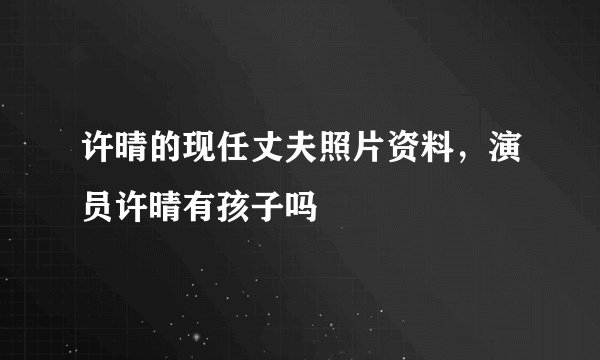 许晴的现任丈夫照片资料，演员许晴有孩子吗