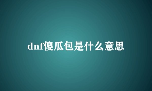 dnf傻瓜包是什么意思