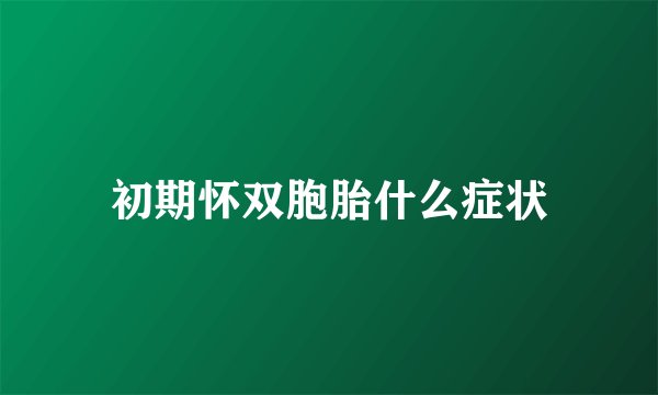 初期怀双胞胎什么症状