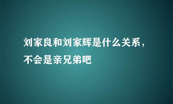 刘家良和刘家辉是什么关系，不会是亲兄弟吧