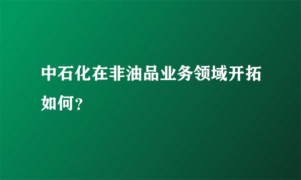 中石化在非油品业务领域开拓如何？