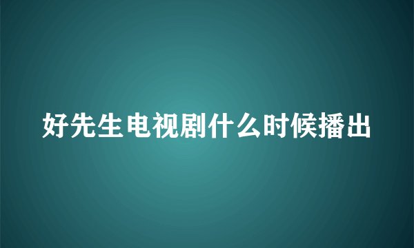 好先生电视剧什么时候播出