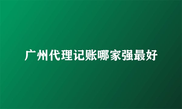 广州代理记账哪家强最好
