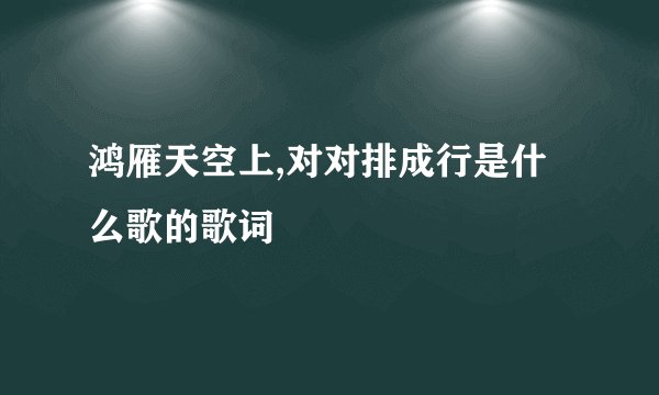 鸿雁天空上,对对排成行是什么歌的歌词