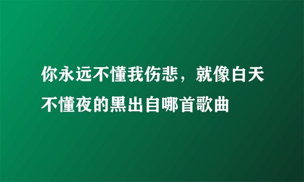 你永远不懂我伤悲，就像白天不懂夜的黑出自哪首歌曲