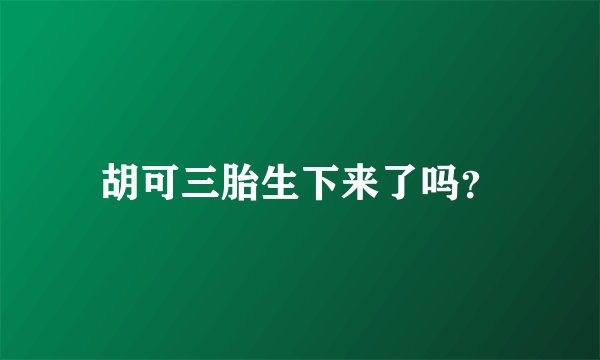 胡可三胎生下来了吗？
